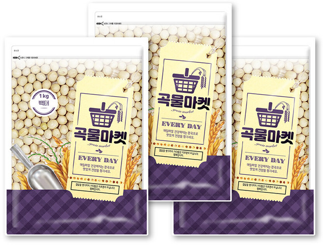 [더프레시] 곡물마켓 국내산 백태 1kg x 3, 3개