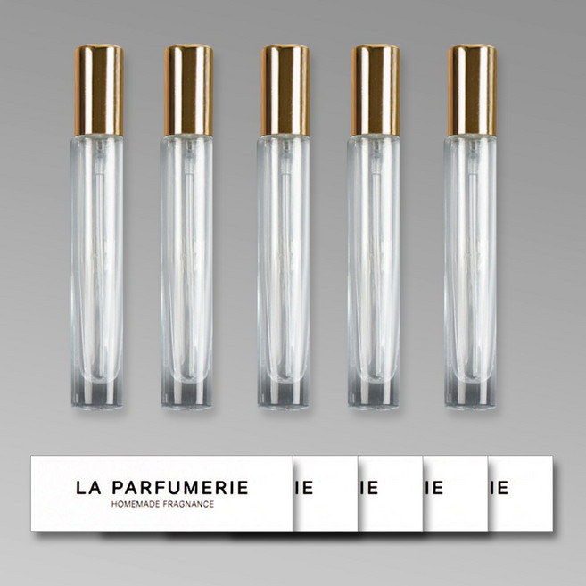 포포라운지 향수공병 스프레이 유리 용기 원형 10ml 케이스, 5개, 골드
