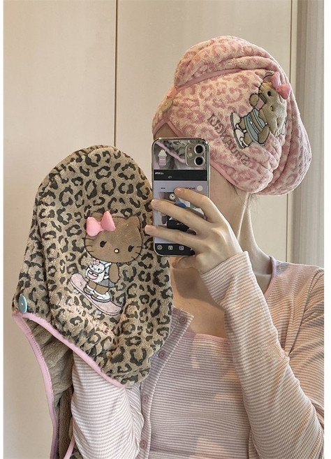 헬로키티 극세사 머리 빨리 마르는 헤어드라이 타올 터번 수건 2p, 1개, a