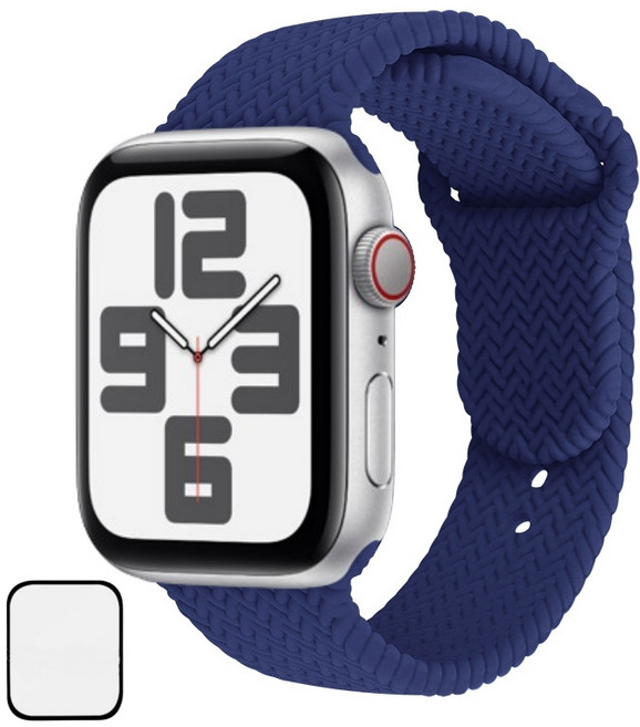 NUBASE 애플워치 호환 스위프트 브레이드 솔로루프 원버튼 실리콘 스트랩, 딥블루, 1개