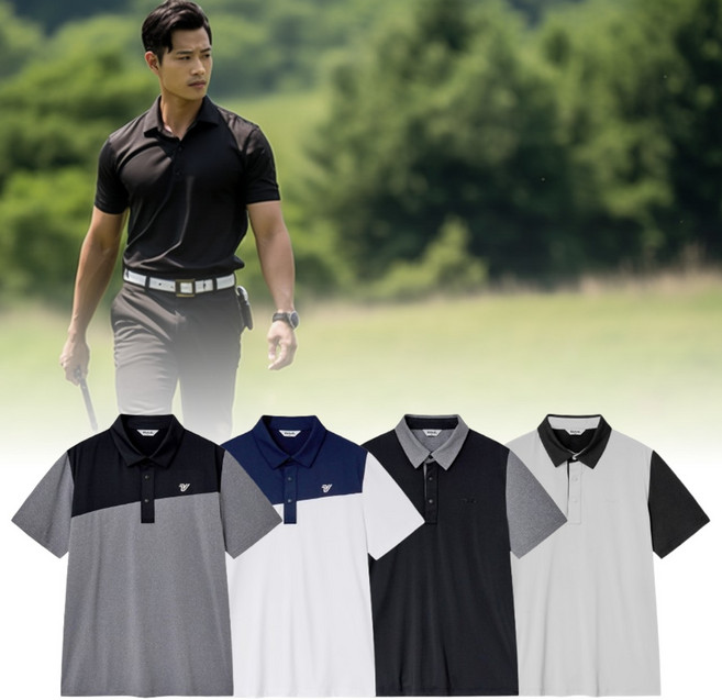 볼빅 남성 골프 티셔츠 카라 반팔티 골프복 CPL1521250612 여행의류보관포켓 구성