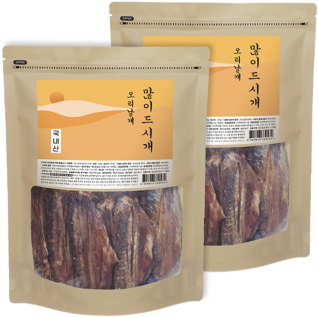 바이케이알 많이드시개 대용량 수제 간식, 오리날개, 400g, 2개