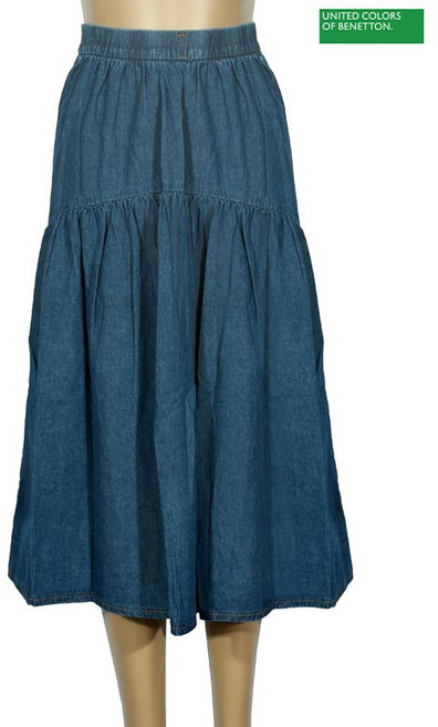 베네통 티어드 데님 롱 스커트 BASKF1431