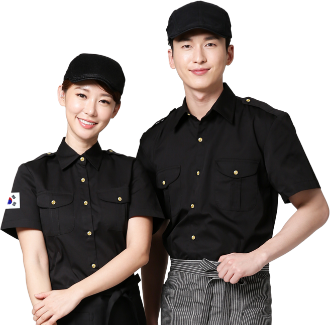검정 메쉬 바 반팔셔츠 남여공용 서빙 유니폼