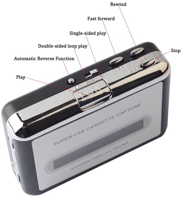 비디오테이프 usb변환 복원 카세트 플레이어 USB 카세트-MP3 변환기 캡처 오디오 음악 테이프 레코더, 1개