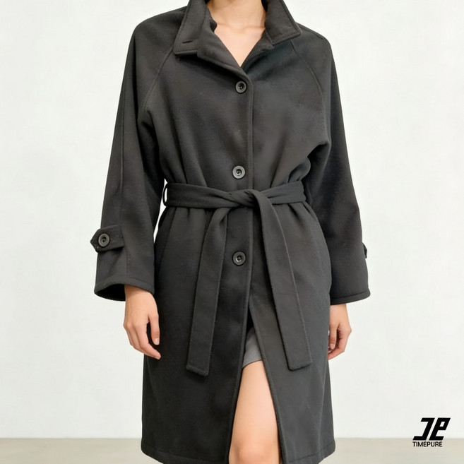 TIMEPURE 여성용 루즈핏 트렌치코트 벨트점퍼 데일리 캐주얼 외투 여성스러운 분위기 모던 코트