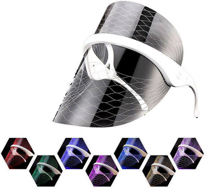 버디스킨 완전무선 충전식 3컬러 7컬러 무선 LED마스크, 투명(화이트), 홈에스테틱 홈케어 LED마스크 피부탄력 PDT 7컬러