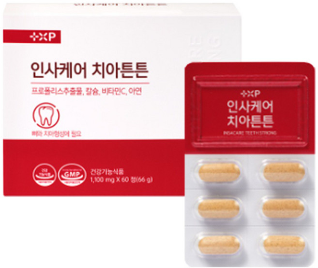 인사케어 치아 탄탄 이가 튼튼 프로폴리스 60정 칼슘, 1세트, 60회분