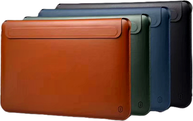 WIWU 노트북 가죽 파우치 슬리브 맥북 케이스, 블랙, 1개