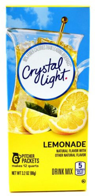 크리스탈 라이트 레모네이드 음료 믹스 (24개 피처 패킷 Crystal Light Lemonade Drink Mix (24 Pitcher Packets 4 Canisters, 레몬 에이드, 1개, 90g