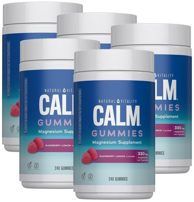 내추럴 바이탈리티 캄 마그네슘 시트레이트 구미 라즈베리 레몬맛 Natural Vitality CALM Magnesium, 5개, 240정
