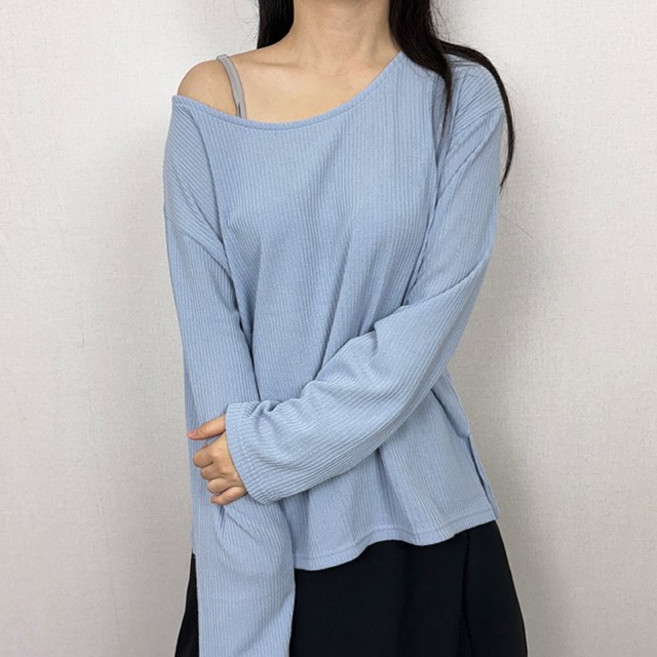 [~99 3XL 페미닌 무드/여리-]오프숄더 니트 빅사이즈 체형커버 여유핏 여리핏 긴팔티 데이트룩 가을신상 봄 겨울 니트 데이트룩 러블리 캐주얼 데일리 니트[461]