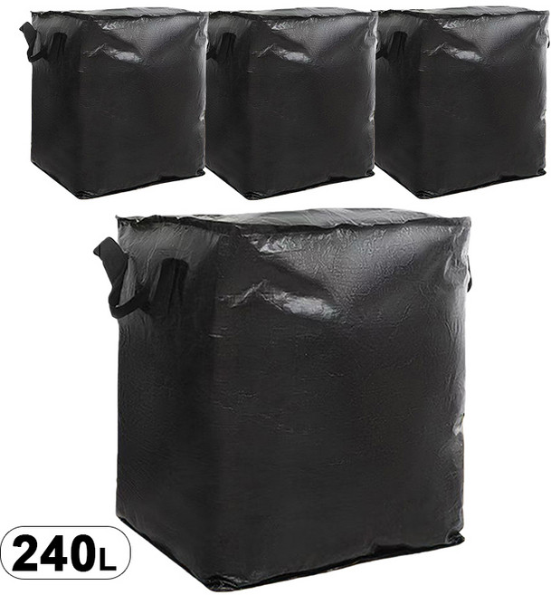 WHH 특대형 접이식 방수 가방 이사봉투, 4개, 블랙