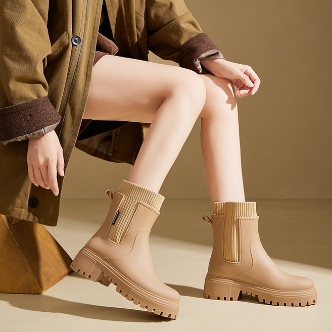 YANGTA 패션 심플 여성 레인부츠 장마 가벼운 방수 미끄럼방지 장화