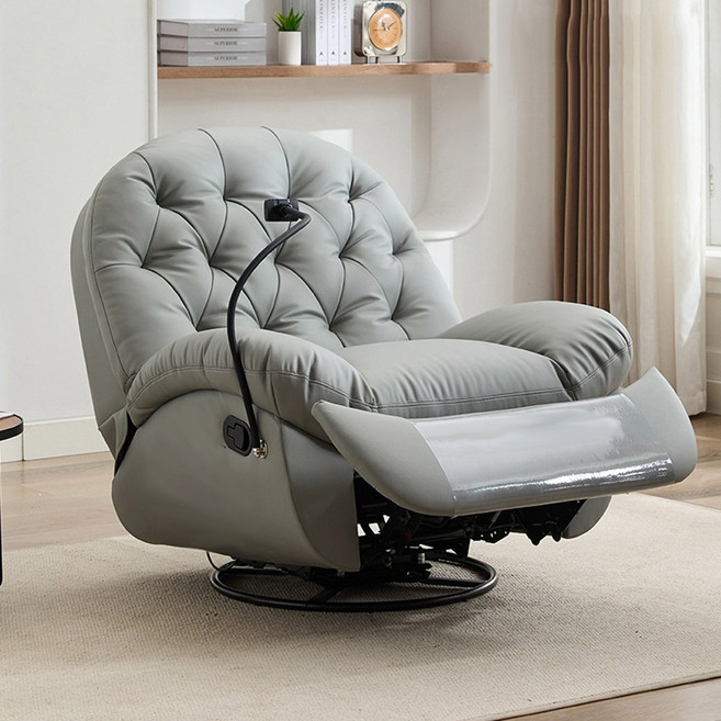 1인용 리클라이너 쇼파 무중력 모션 거실 소파 가죽 안락의자 방문설치, 수동(기본형), 다크그레이