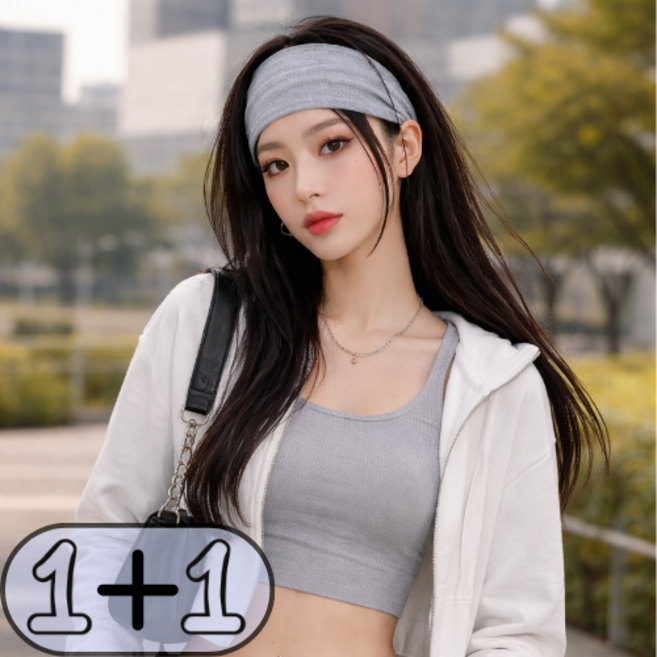 쿠할 쫀쫀한 남성 여성 헤어밴드 머리띠 넓은 반다나 와이드 스포츠 세안 골지