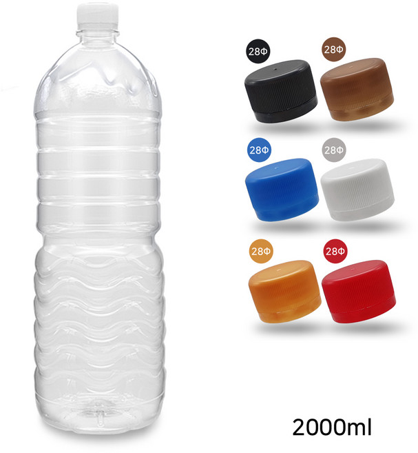 PET 생수 공병 2000ml 원형 기본캡-2개입 음료 페트병, 생수 공병 2000ml 원형 기본캡-2개입-블랙캡