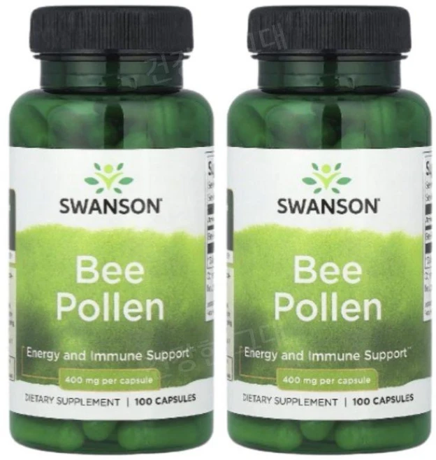 스완슨 꿀벌화분 비폴렌 400mg 100캡슐 2개 벌화분 벌꽃가루 BeePollen, 100정 - 쿠팡