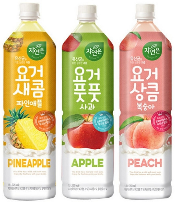 웅진 요거풋풋 사과4개+요거상큼 복숭아4개+요거새콤 파인애플4 12개, 1.5L