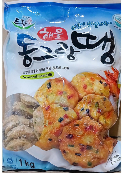 냉동 해물 동그랑땡 1000g 반찬 해물완자 한입 미니, 1개, 1kg