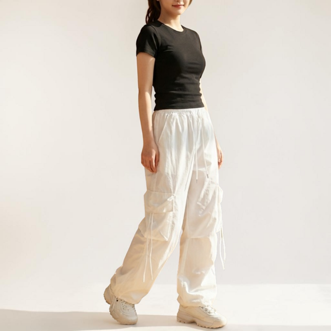 데일리바이블 여자 여름 긴 바지 Y2K 카고 밴딩 팬츠