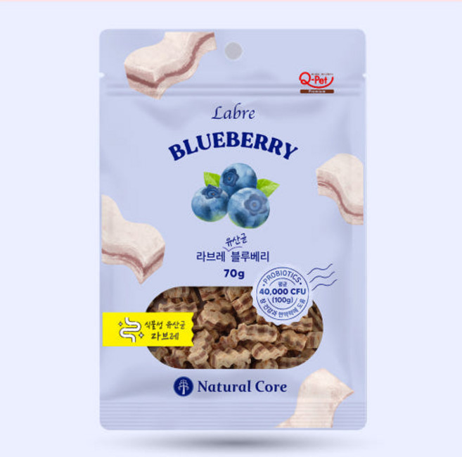 네츄럴코어 강아지 라브레 유산균 블루베리 간식 70g, 8개