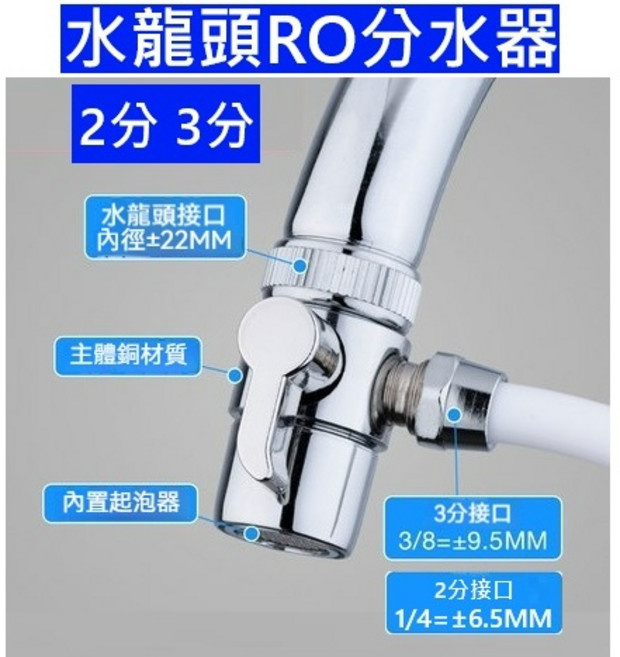 大王衛浴 水龍頭RO分水器 2分3分 淨水器分接, 1個