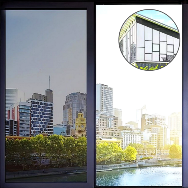 오너백 사생활보호 무점착 안전한 유리창 사계절 창문시트지, 투명 블랙