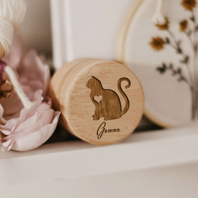 털 기념 커스텀 이빨 용품 고양이 상자 분실 애완 보관함 이름 동물 조각 나비 나무 선물, NO.3, Name birth - death, 1개