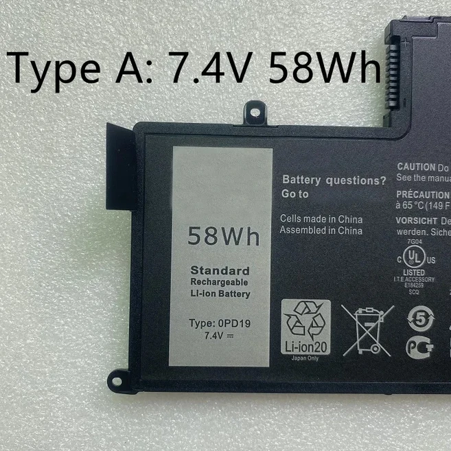 0PD19 TRHFF 배터리 Dell Latitude 3550 Inspiron 5443 5542 1V2F6 P38F P49G P51G, 02 Type A-7.4V-0PD19