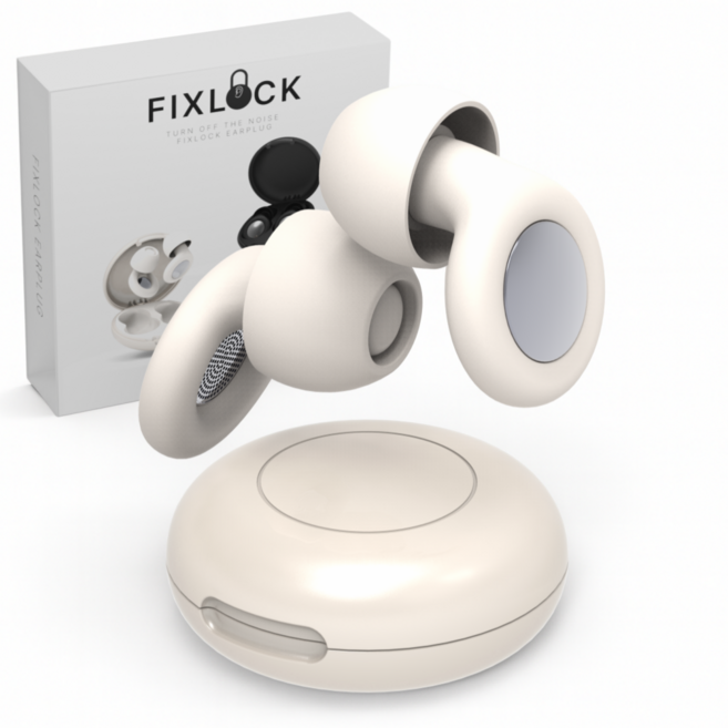 픽스락 소음 차단 99% 실리콘 수면 귀마개, 베이지, 1세트