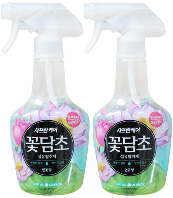 엘지 샤프란케어 꽃담초 섬유탈취제 연꽃향 400ml 2개