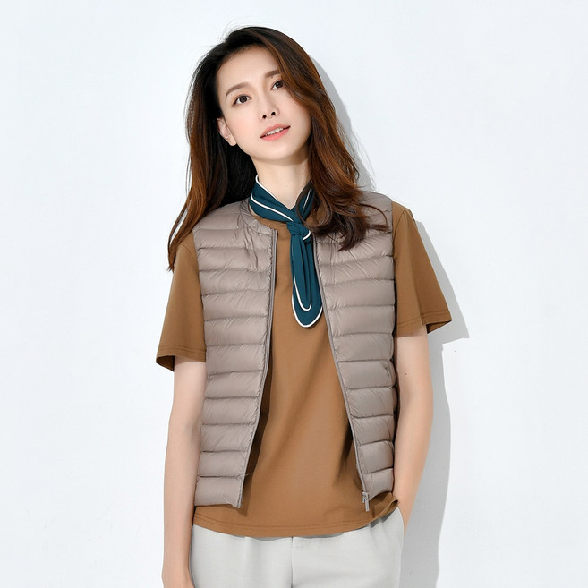덕다운 조끼 지퍼형 패딩 경량 오리털 베스트 여성 여자 겨울