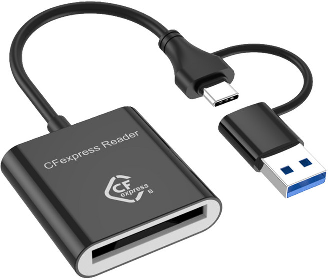 체리스팟 2in1 SD TF 카드리더기 USB-A & USB-C 겸용 듀얼 커넥터 10Gbps 고속 전송 IOS 안드로이드 호환, 1개, 블랙, CS-LT7