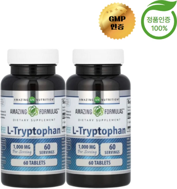 어메이징뉴트리션 L 트립토판 1000mg 60정 2팩 Amazing Nutrition, 2개 - 쿠팡