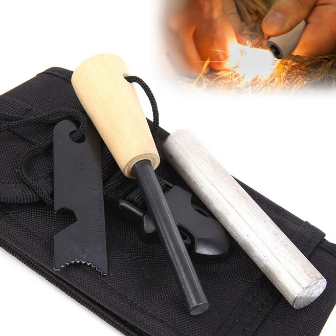 캠핑 부싯돌 세트 파이어 스틱 3종 세트 부싯돌+마그네슘봉+휴대가방, 1개