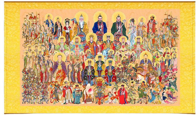 옥황신선 삼청천존 옥황상제 옥제왕모마 탱화 족화 무속 불교 종합, 3. 높이 95 폭 170