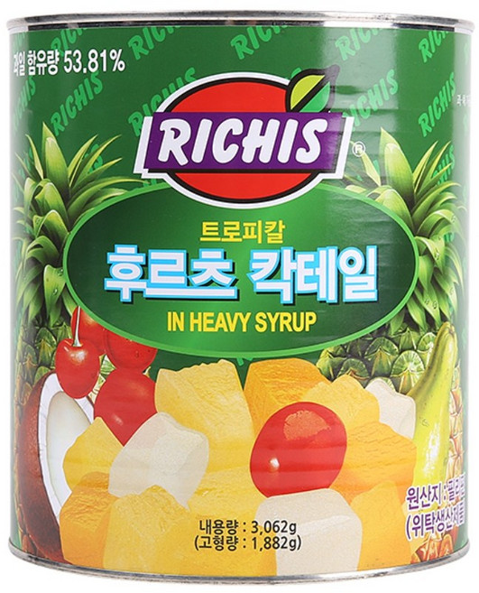 (주)동서 리치스 트로피칼 후르츠 칵테일, 3kg, 29개