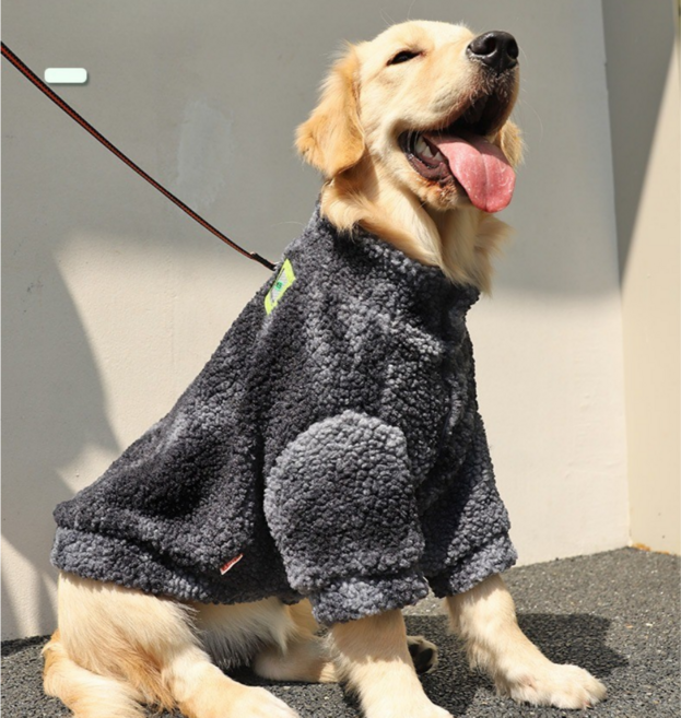 큐앤캐롯 중형견 대형견 후리스 겨울옷, 블랙, 1개