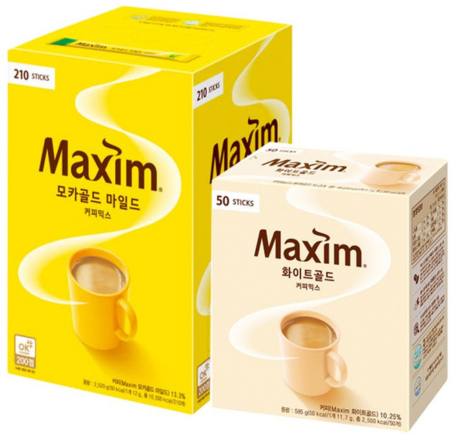 동서 맥심 커피믹스 모카골드 210T+화이트골드 50T, 1세트, 12g