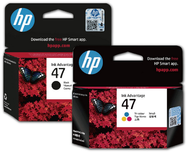 HP 墨水匣 47, 黑色+彩色, 1套