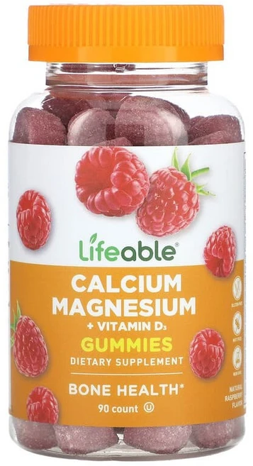 Lifeable 칼슘 마그네슘 + 비타민D3 구미젤리 천연 라즈베리 맛 구미젤리 90개 Lifeable (라이퍼블), 90정, 1개 - 쿠팡