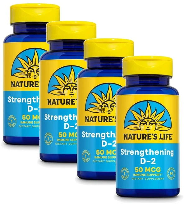 네이쳐스 라이프 비타민D2 2000IU 캡슐 Natures Life Vitamin D2, 4개, 90정 - 쿠팡