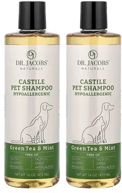 닥터 제이콥스 네츄럴스 카스티야 펫 샴푸 녹차 & 민트 (16oz), 2개, 473ml - 쿠팡