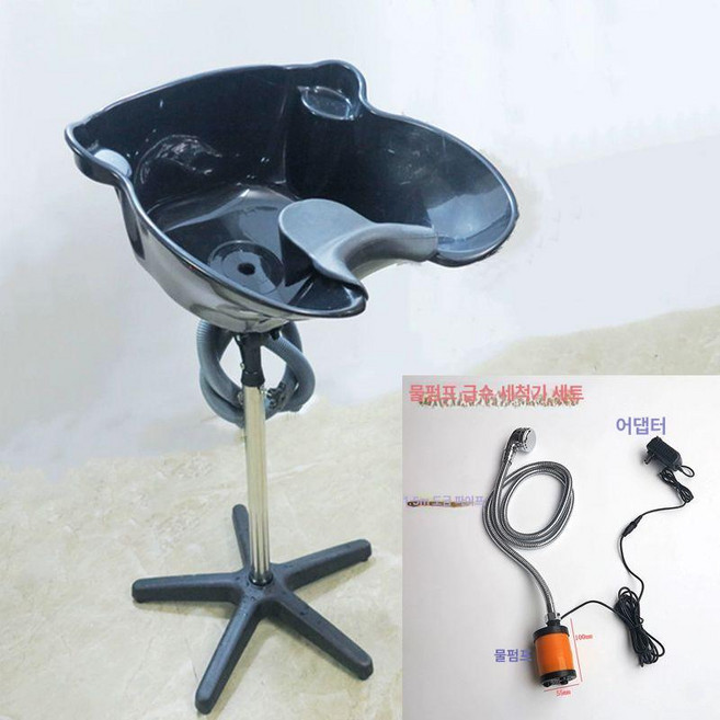 미용실 이동식 샴푸대 세발기 순환기 머리감는 이동 머리감겨주는기계 검정 세면대, 4. 블랙 세면기 (양각 배게) + 펌프, 1개