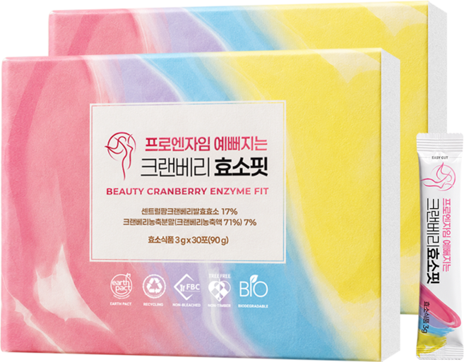 프로엔자임 예뻐지는 크랜베리 효소핏 곡물 발효 유산균 고역가수치 30포, 2개, 30회분