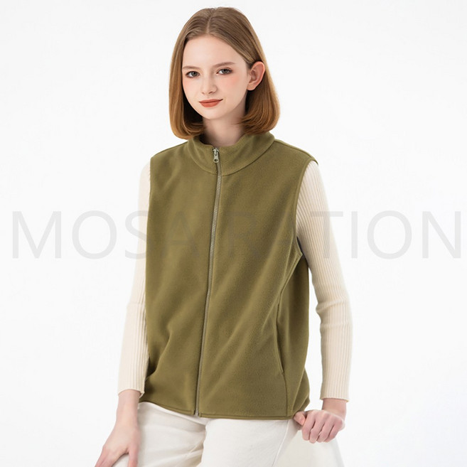 MOSAIRATION 여성용 심플 심플 플리스 후리스 집업 베스트 봄 가을 베이직 Y092604 CC