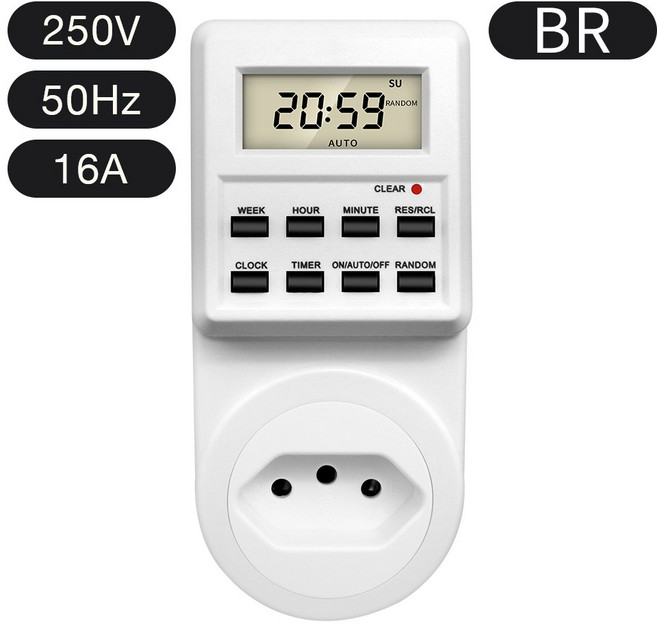 디지털 전자 스위치 소켓 US 주방 BR 콘센트 24 TH FR EU 시간 IT AU 프로그래밍 가능한 UK 플러그, BR Plug, China Mainland