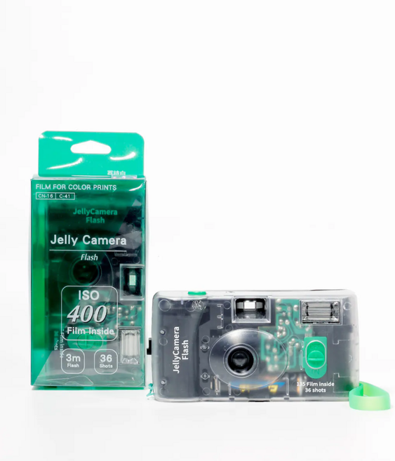 富士 FujiFilm JellyCamera Flash 400 傻瓜相機 內置閃光燈 復古風格 透明外殼, 1個, 果凍相機 荔枝白 (36張)