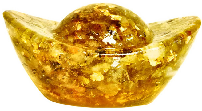 佐運門 手工水滴膠金箔招財元寶, 金箔元寶4.8CM,不開光不淨化